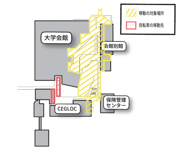 大学会館エリア自転車規制区域